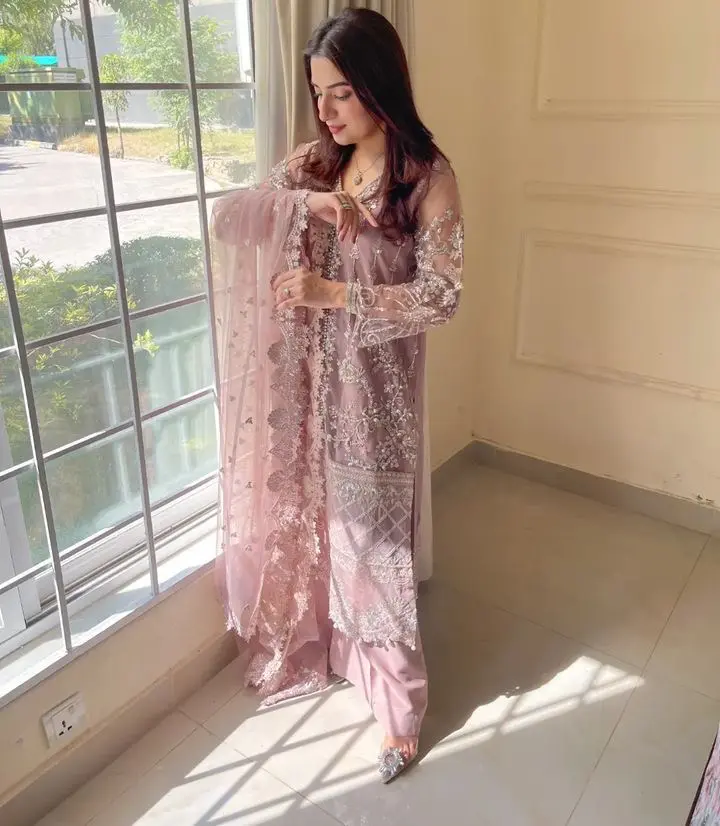 Pastel Pink Embroidered Sharara Set