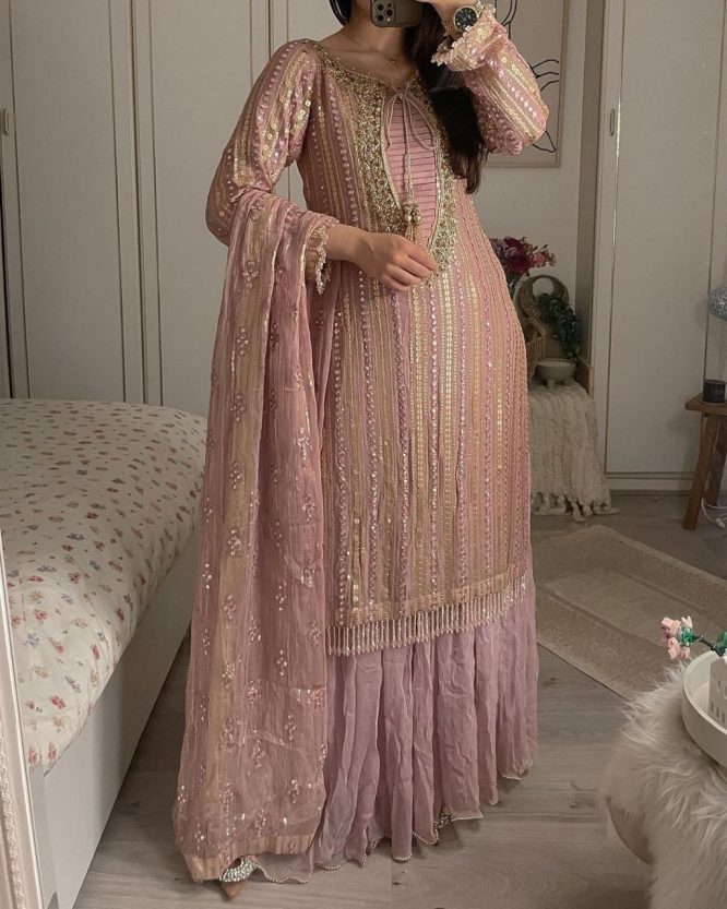 Royal Shimmer Party Wear Designer Top Pant Dupatta Set