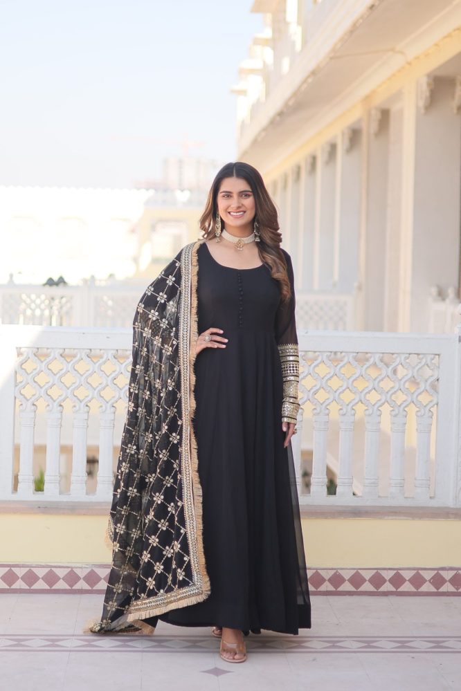Blossom Elegance Gown with Dupatta
