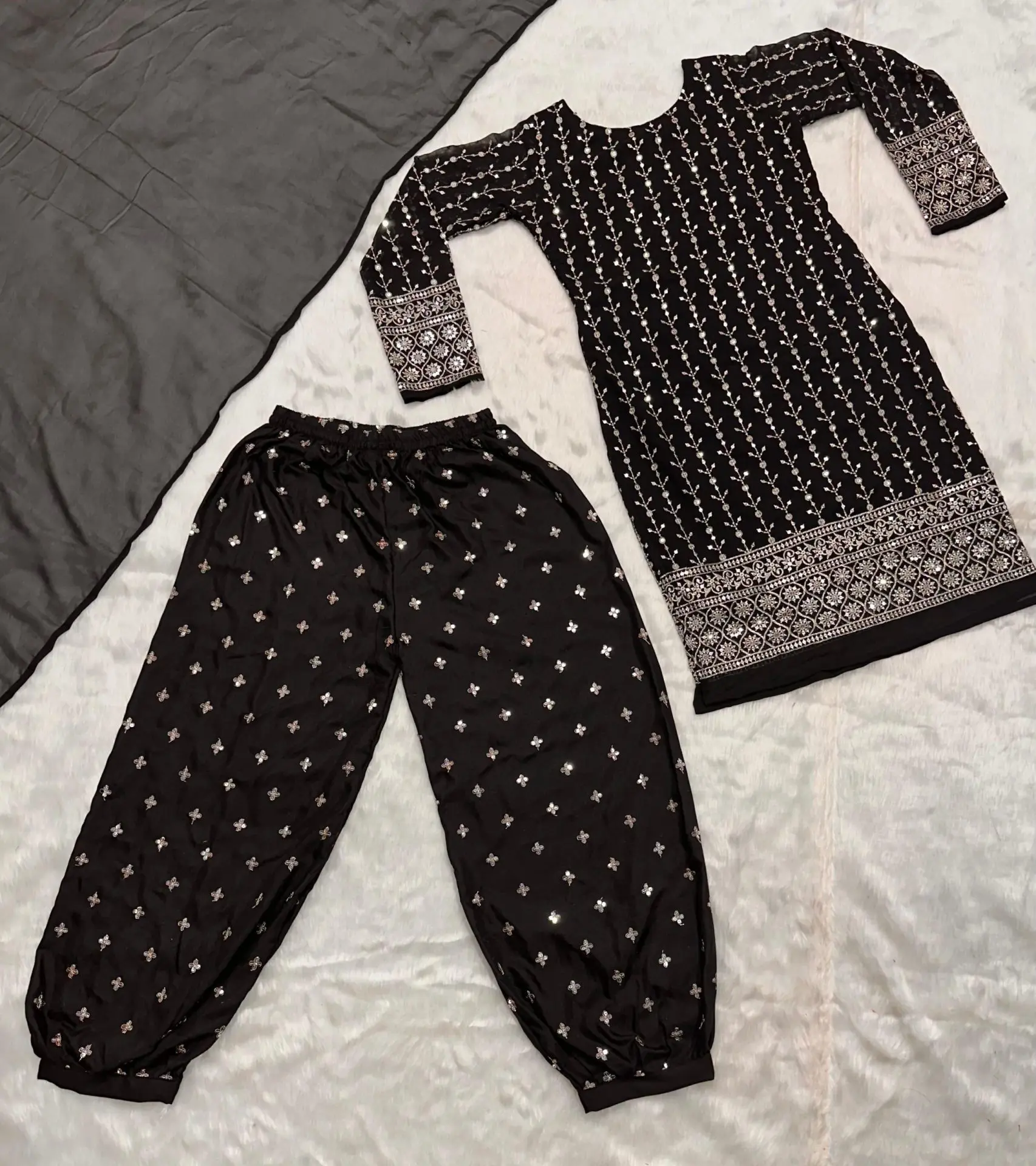 Shabnam Noir Embroidered Suit Set