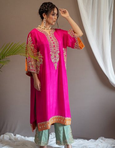 Royal Fuchsia Kurta Palazzo With Dupatta Set