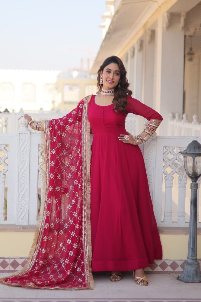 Blossom Elegance Gown with Dupatta