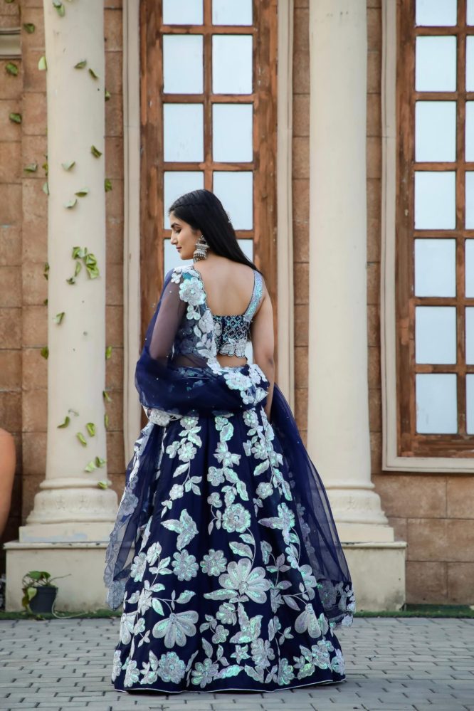 Premium Sequin Work Lehenga Crop Top With Dupatta