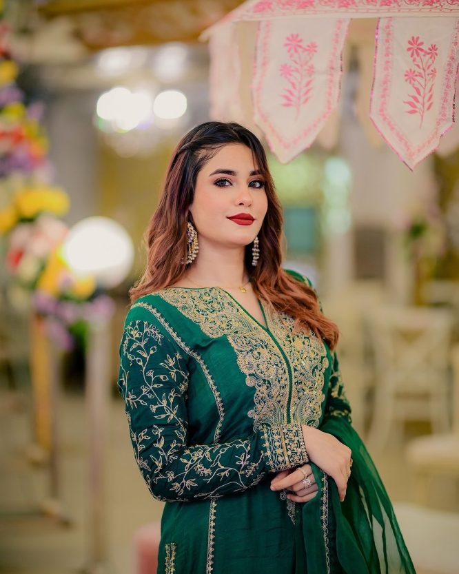 Green Embroidered Zari Sequence Suit