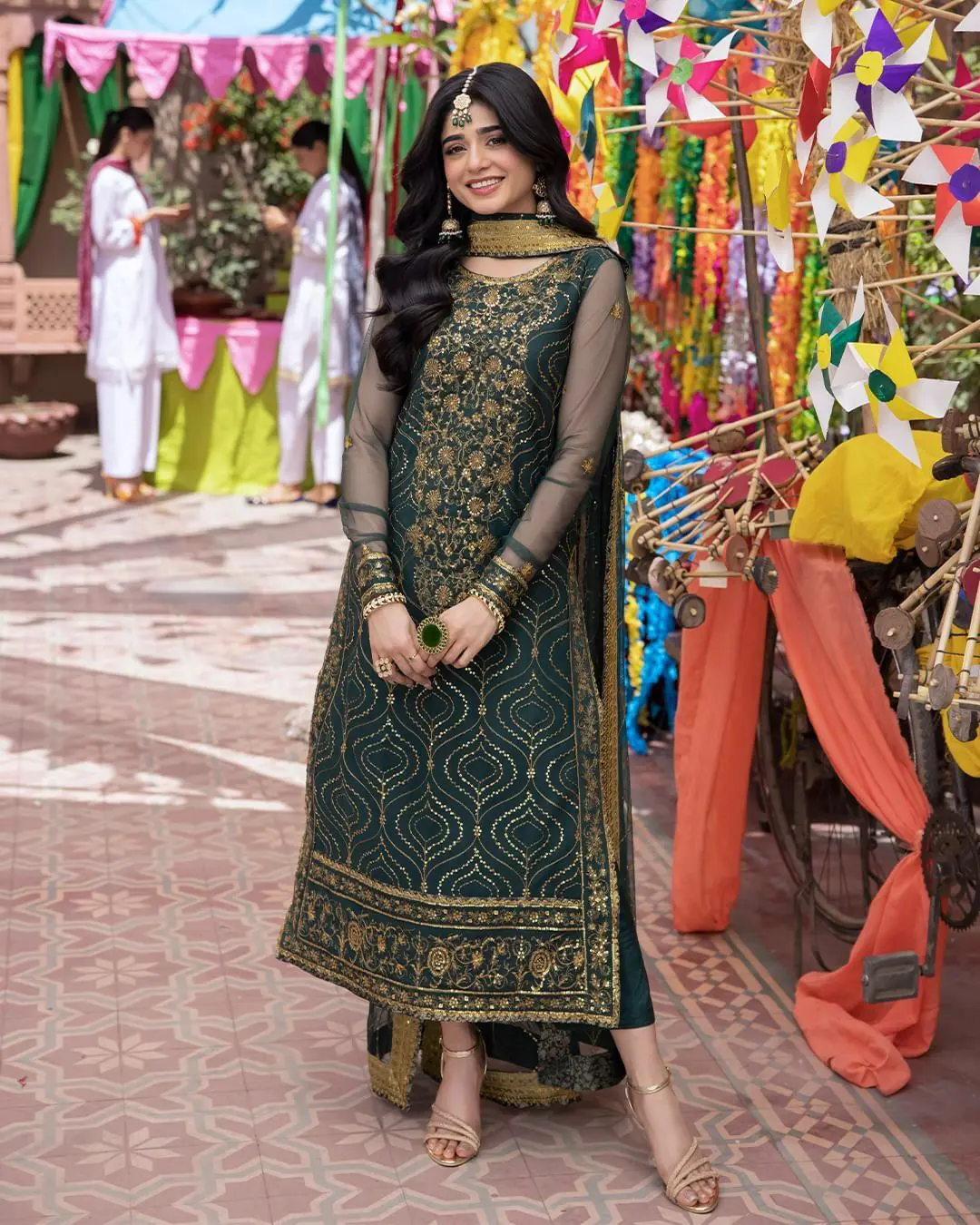 Exquisite Emerald Green Anarkali Suit