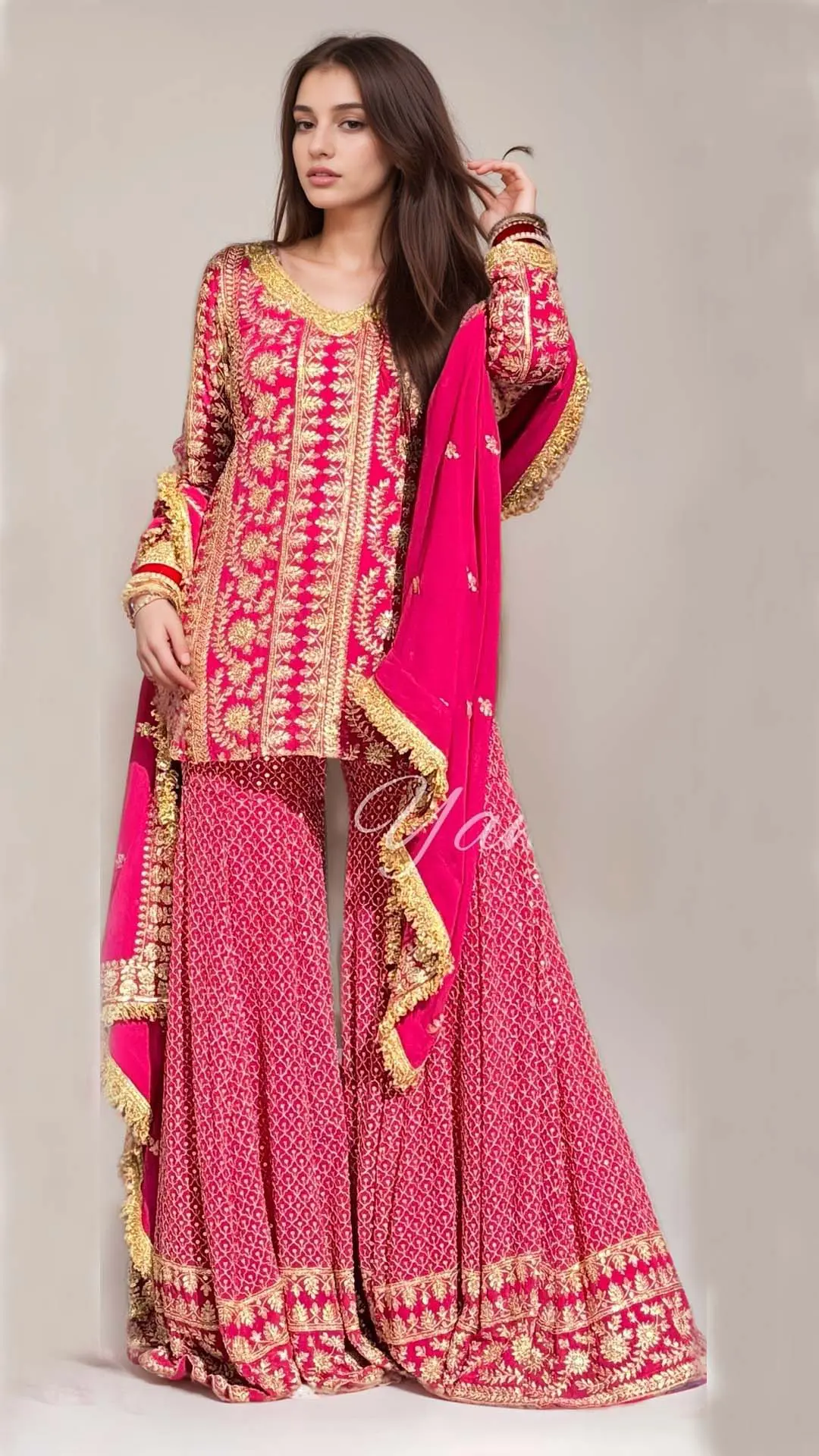 Royal Sharara Suit with Embroidery