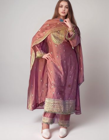 Blush Mauve Embroidered Salwar Kameez Set