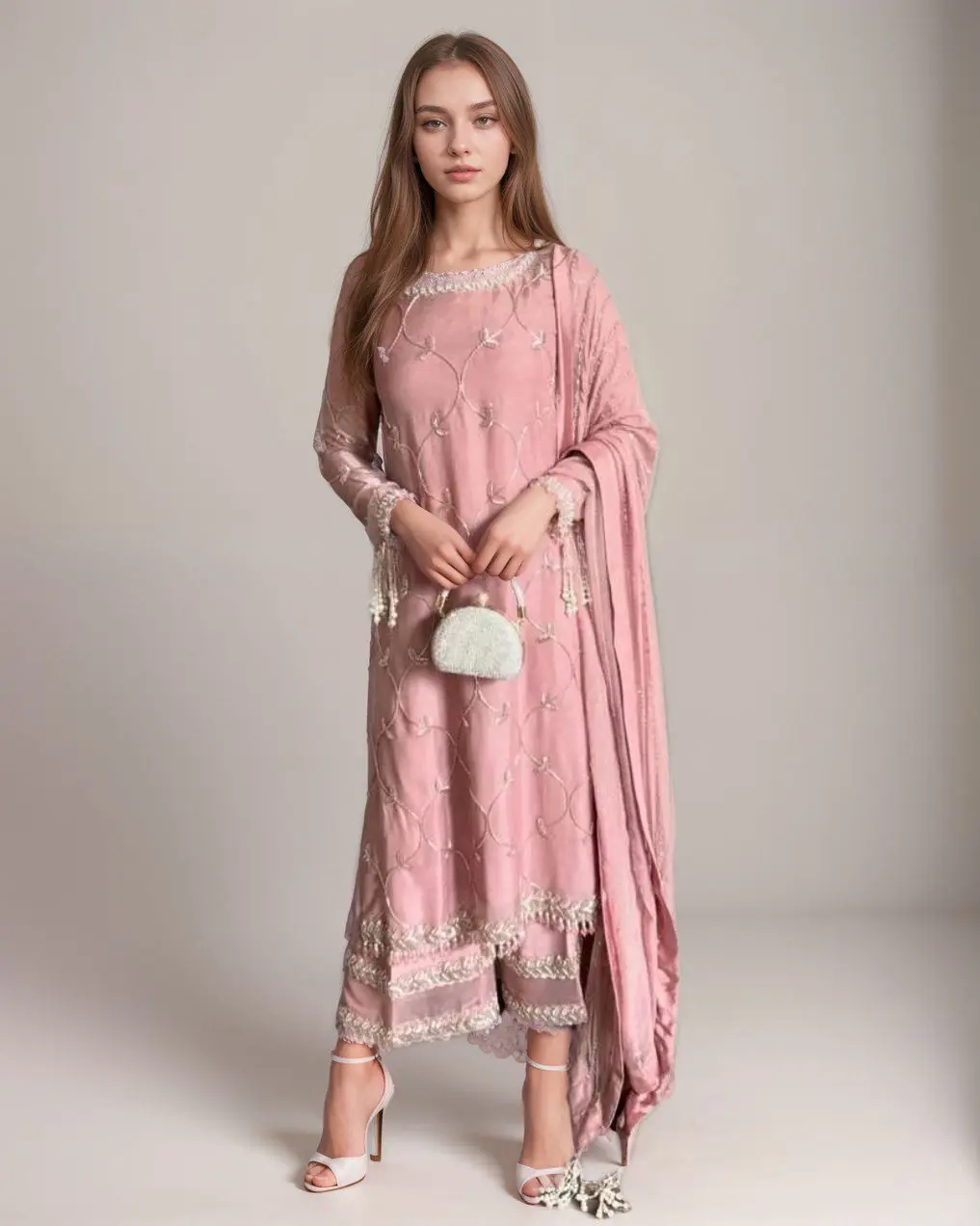 Blush Pink Pakistani Suit Set