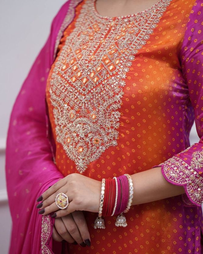 Ruby Embroidery Suit Set with Dupatta and Pant