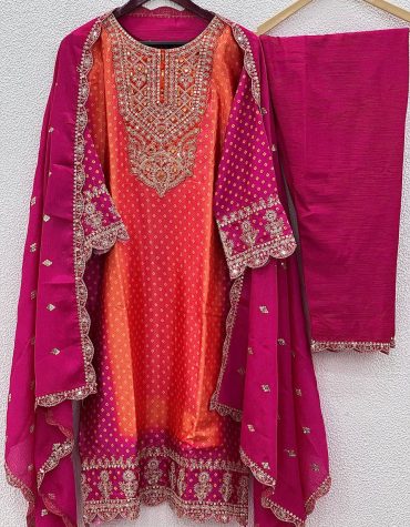 Ruby Embroidery Suit Set with Dupatta and Pant