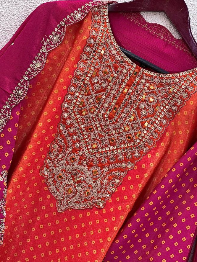 Ruby Embroidery Suit Set with Dupatta and Pant
