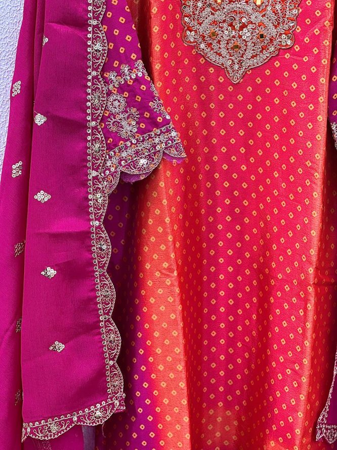 Ruby Embroidery Suit Set with Dupatta and Pant