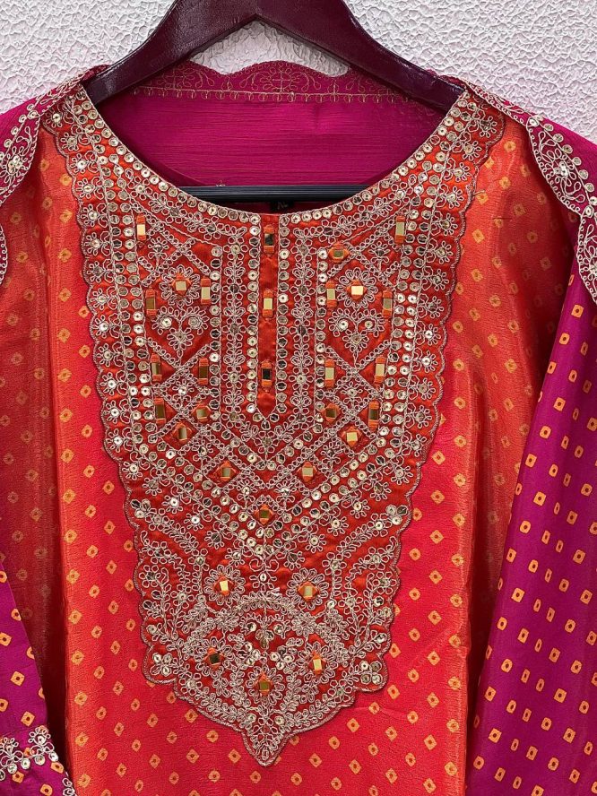 Ruby Embroidery Suit Set with Dupatta and Pant
