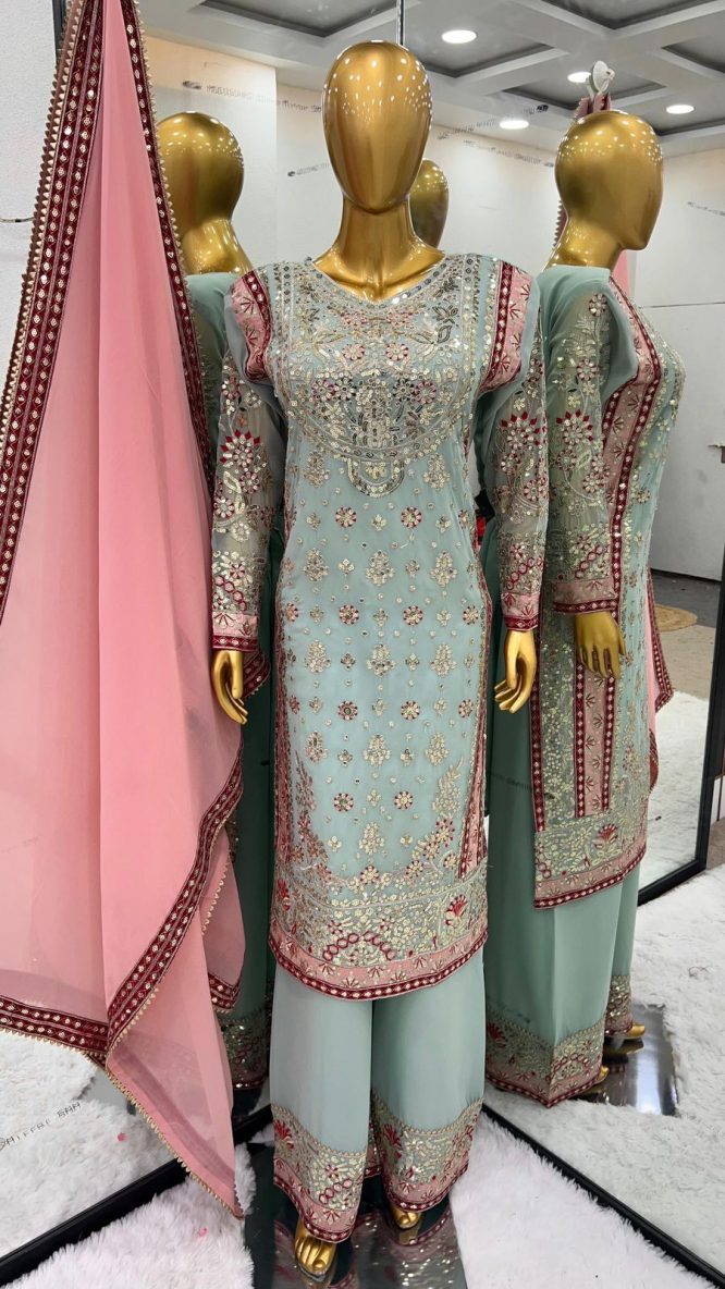 Luxurious Faux Georgette Suit with Sequence Work