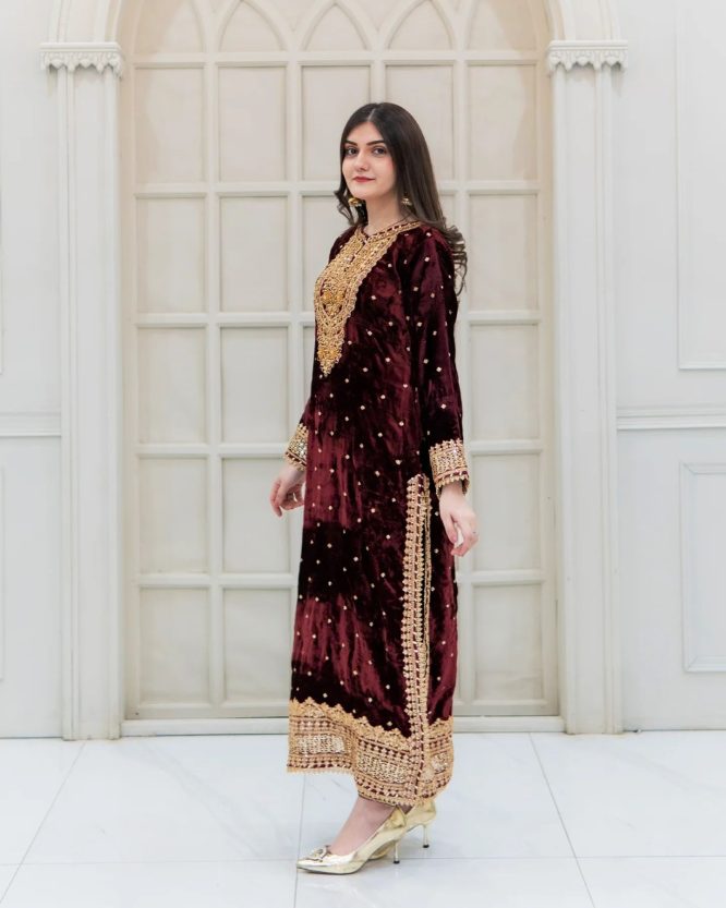 Premium Velvet Zari Embroidered Anarkali Suit