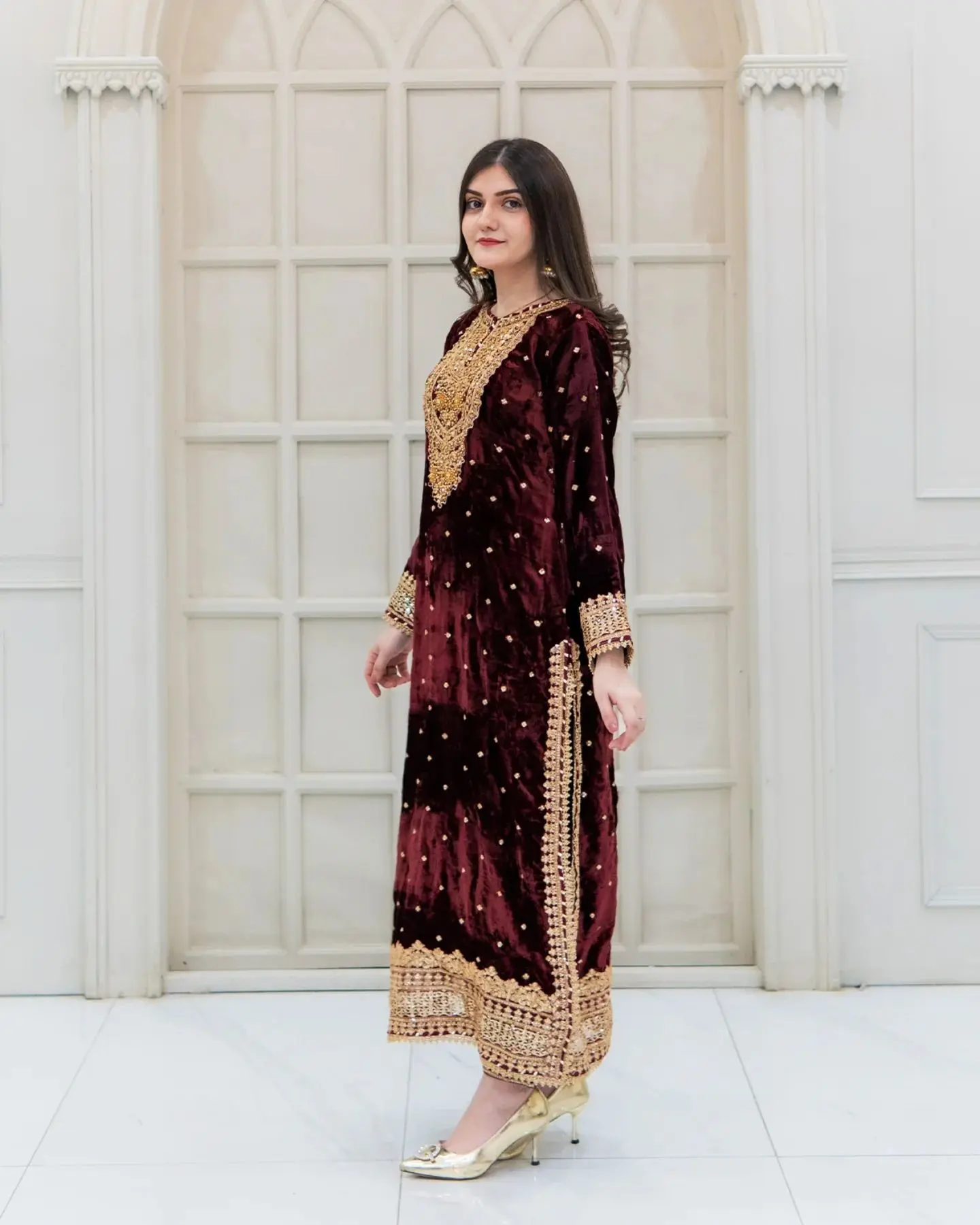 Premium Velvet Zari Embroidered Anarkali Suit