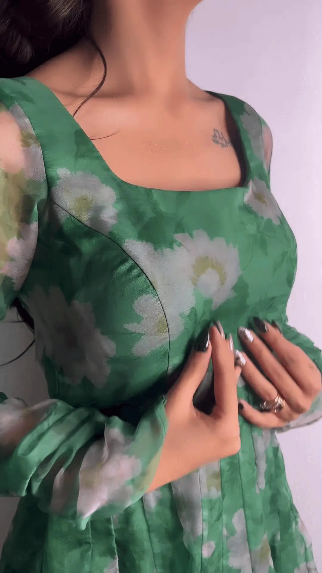 Mystic Green Organza Anarkali with Embroidery Belt