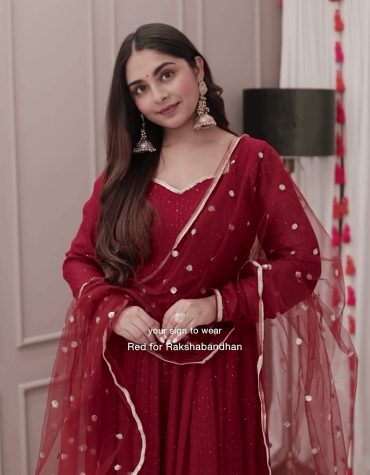 Scarlet Elegance Anarkali Set