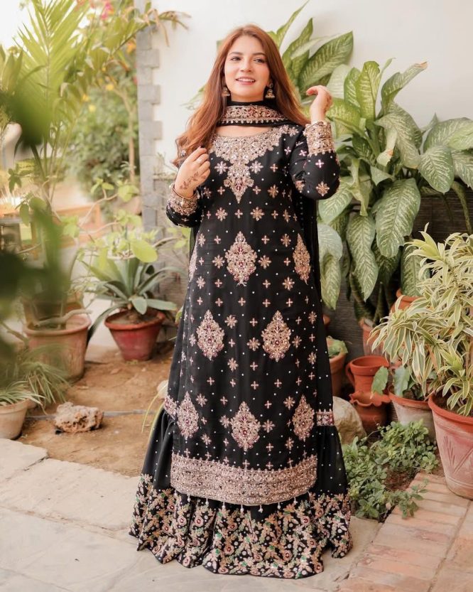Rich Black Sharara Suit Set