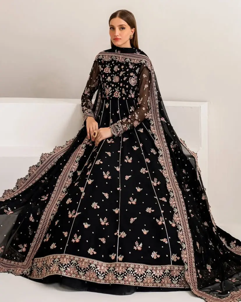 Black Rose Zari Embroidered Anarkali