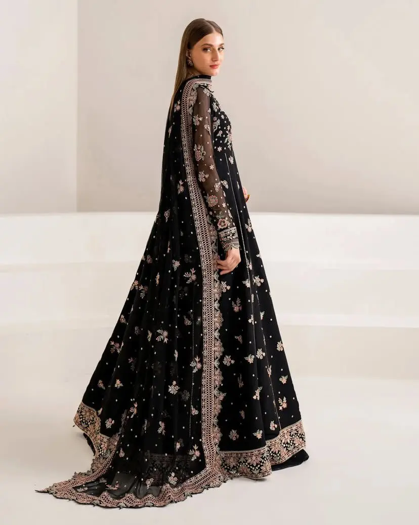 Black Rose Zari Embroidered Anarkali