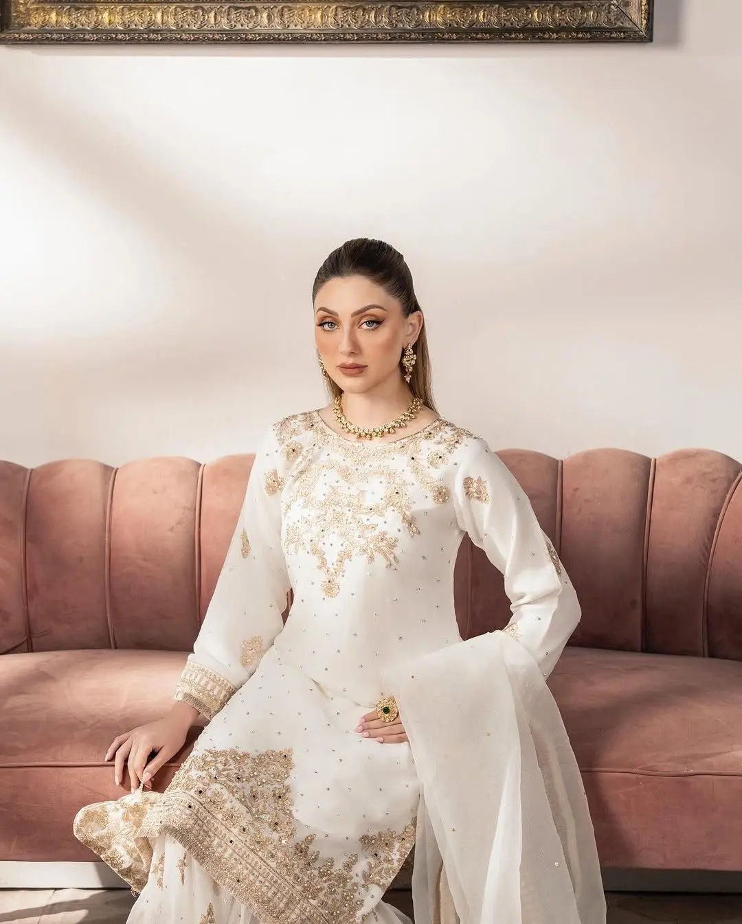 Swan White Sharara Set