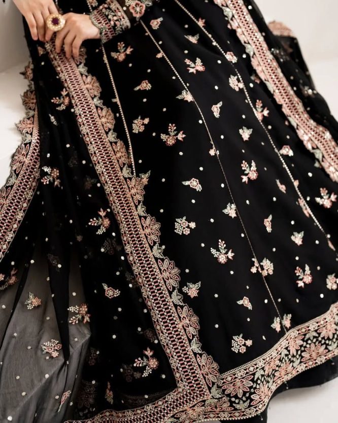 Black Rose Zari Embroidered Anarkali