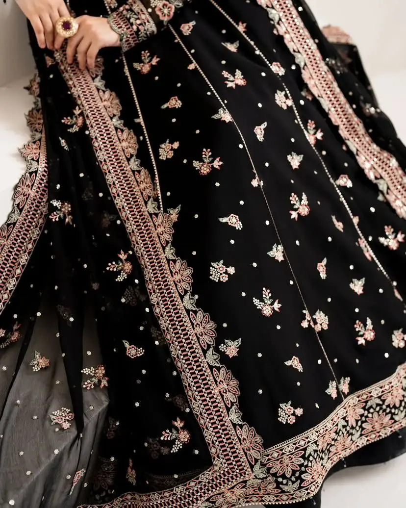 Black Rose Zari Embroidered Anarkali