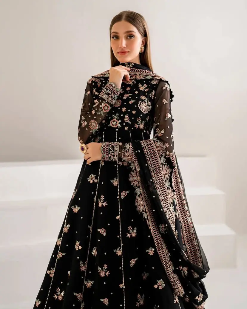 Black Rose Zari Embroidered Anarkali