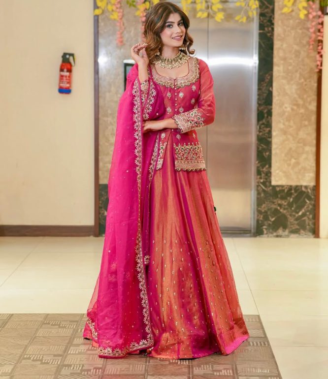 Designer Simmer Silk Top Lehenga Dupatta Set