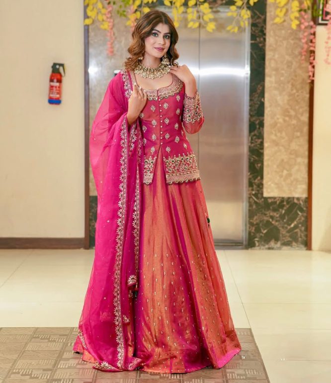 Designer Simmer Silk Top Lehenga Dupatta Set