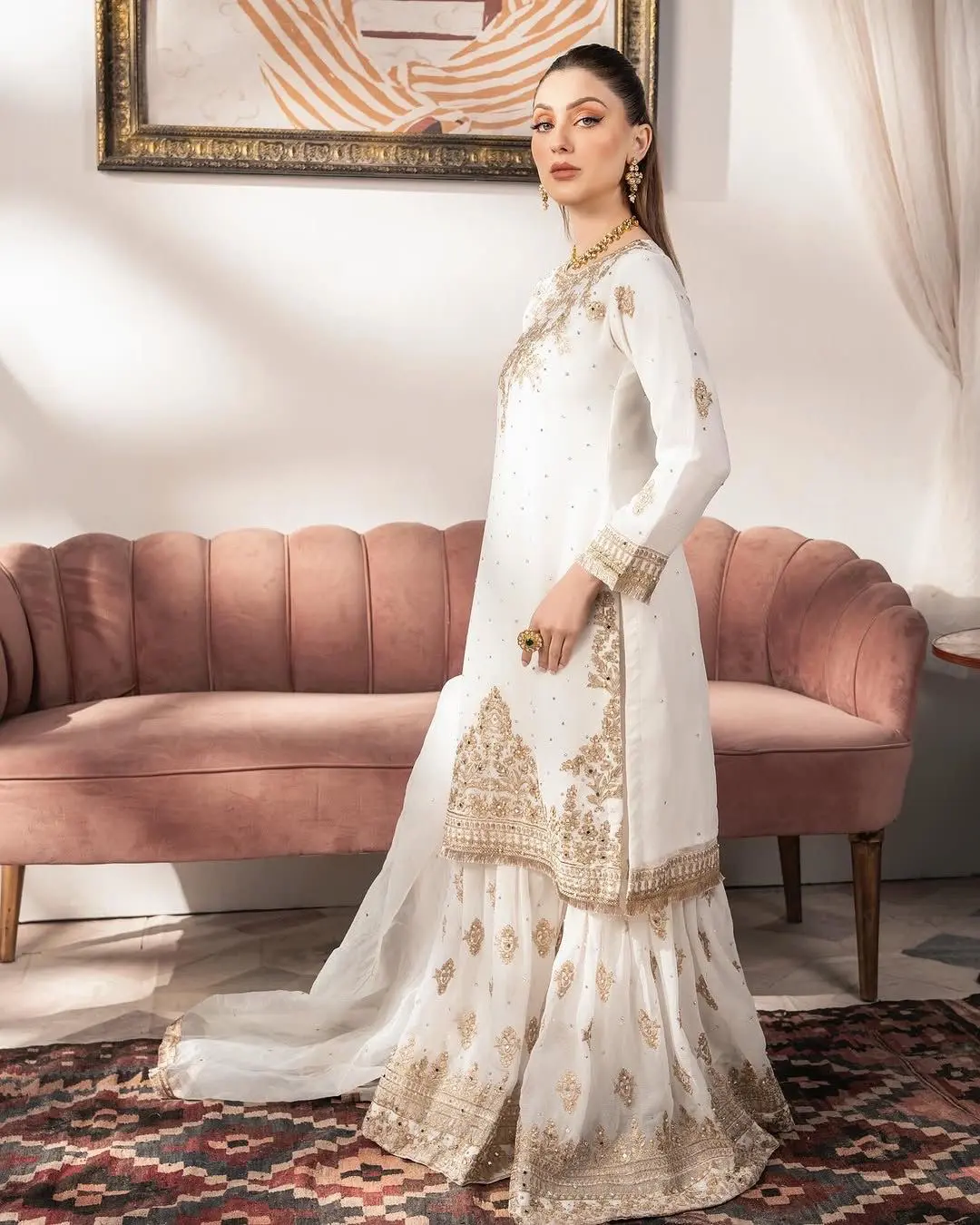 Swan White Sharara Set