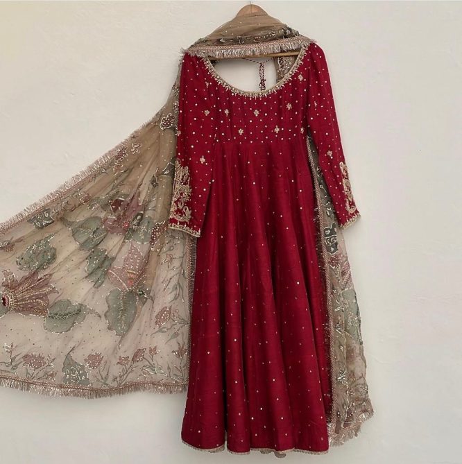 Mawra Designer Anarkali With Handcrafted Dupatta