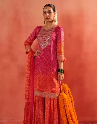 Traditional Bandhej Sharara Set