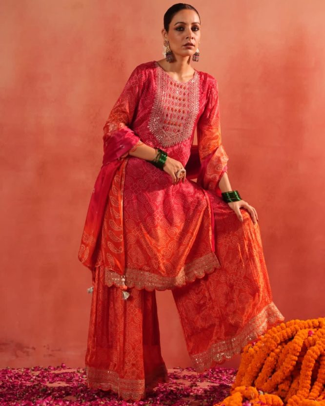 Traditional Bandhej Sharara Set
