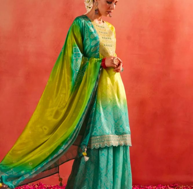 Traditional Bandhej Sharara Set