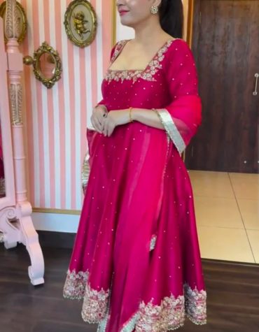 Royal Pur Vichitra Hot Pink Anarkali Suit
