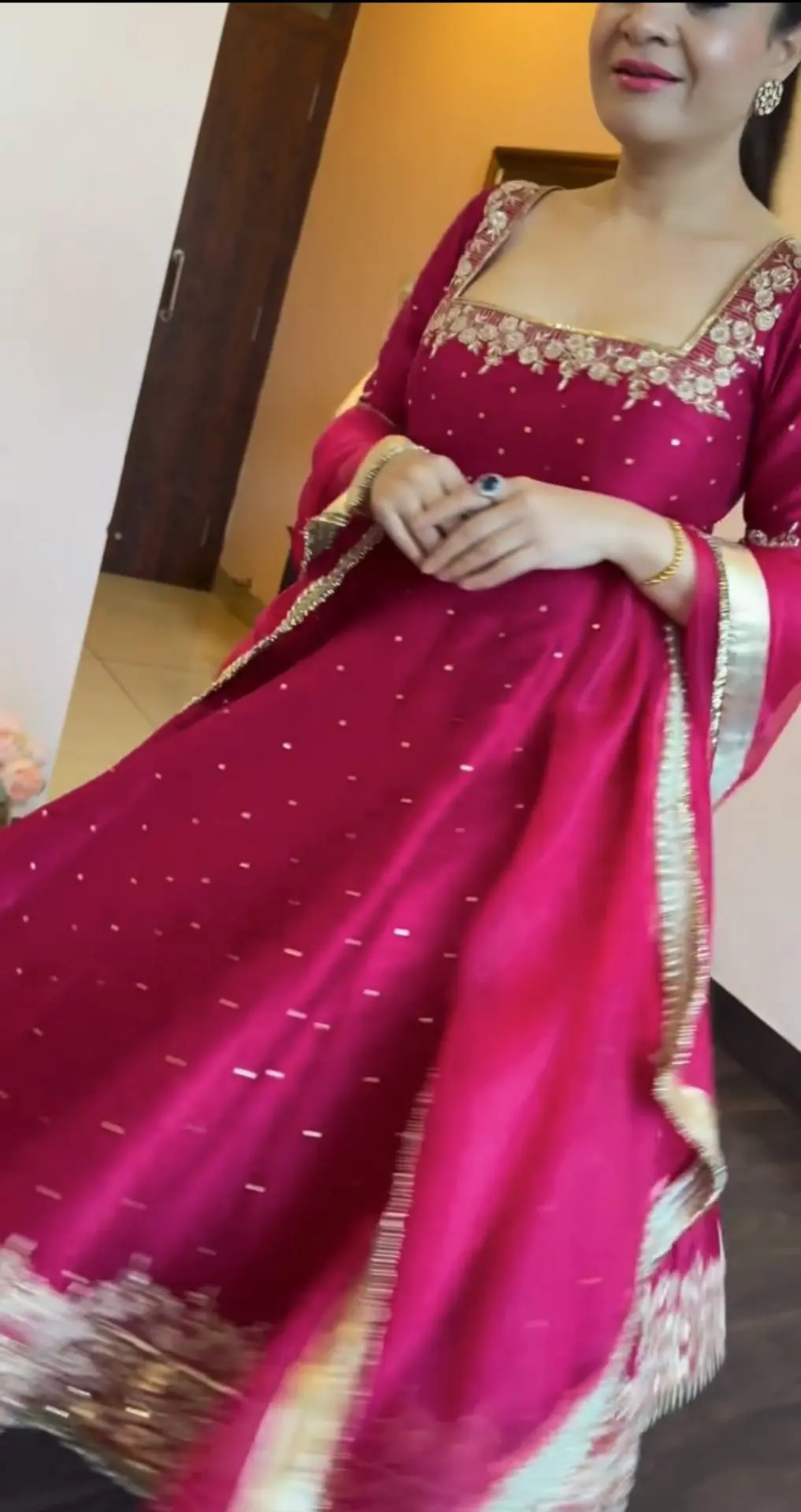 Royal Pur Vichitra Hot Pink Anarkali Suit