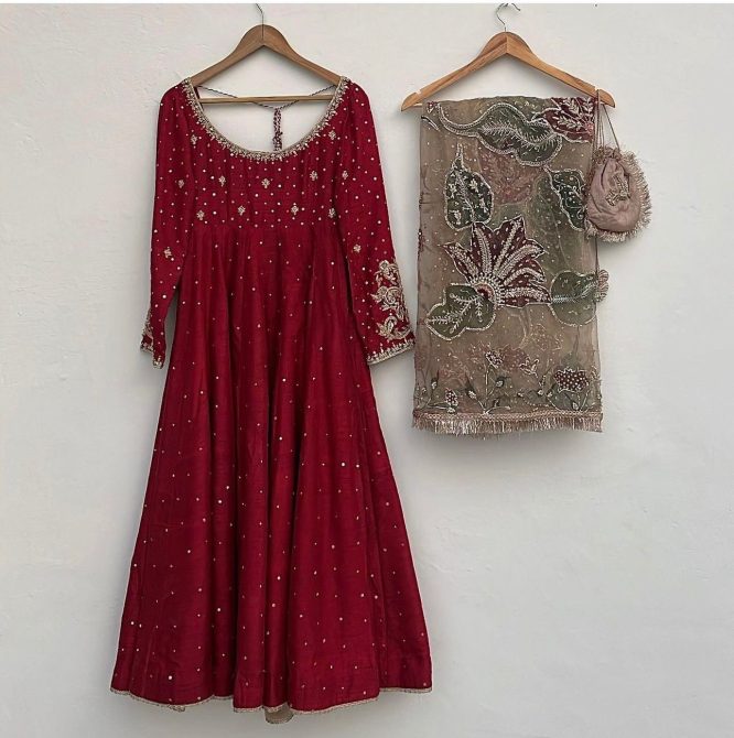 Mawra Designer Anarkali With Handcrafted Dupatta