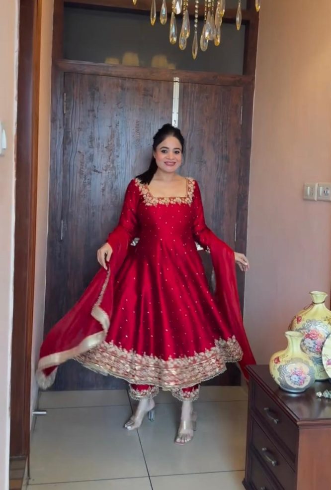 Rani Red Anarkali Suit Set