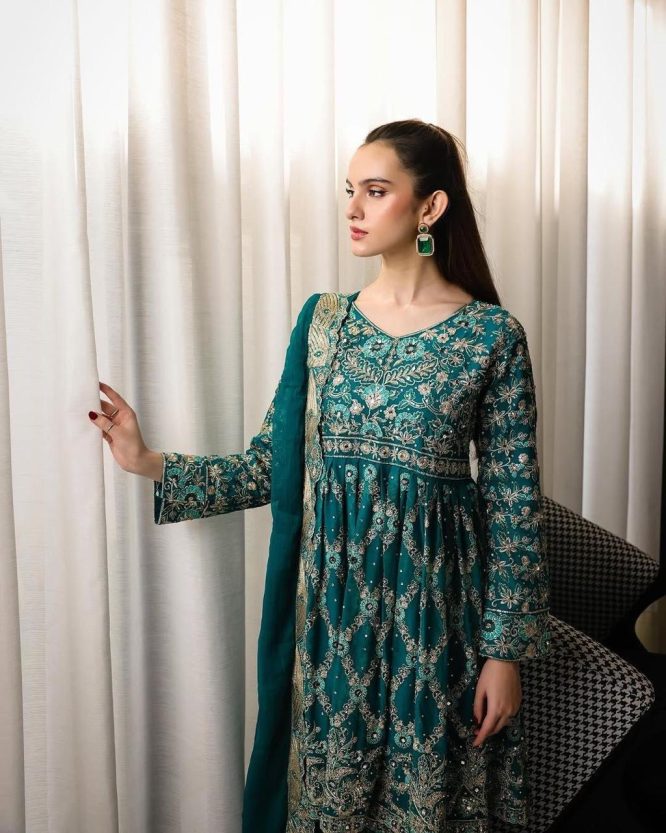 Emerald Designer Kurta Palazzo With Dupatta