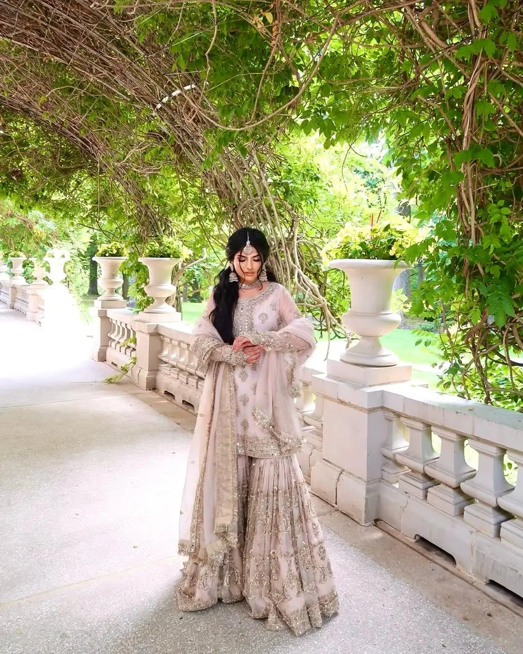 Ivory Elegance Embroidered Sharara Set