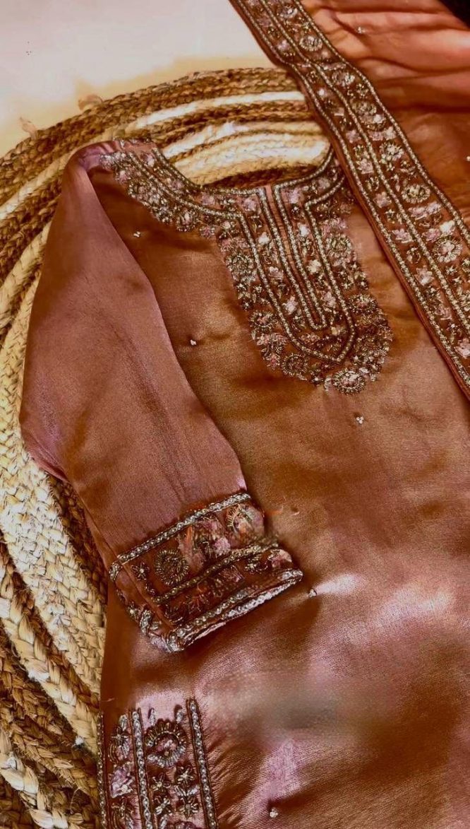 Embroidered Shine Luxe Suit
