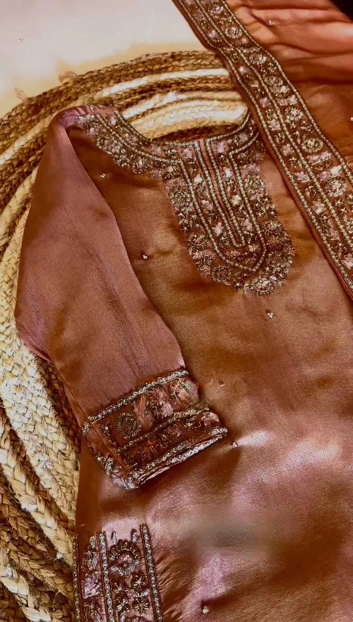 Embroidered Shine Luxe Suit