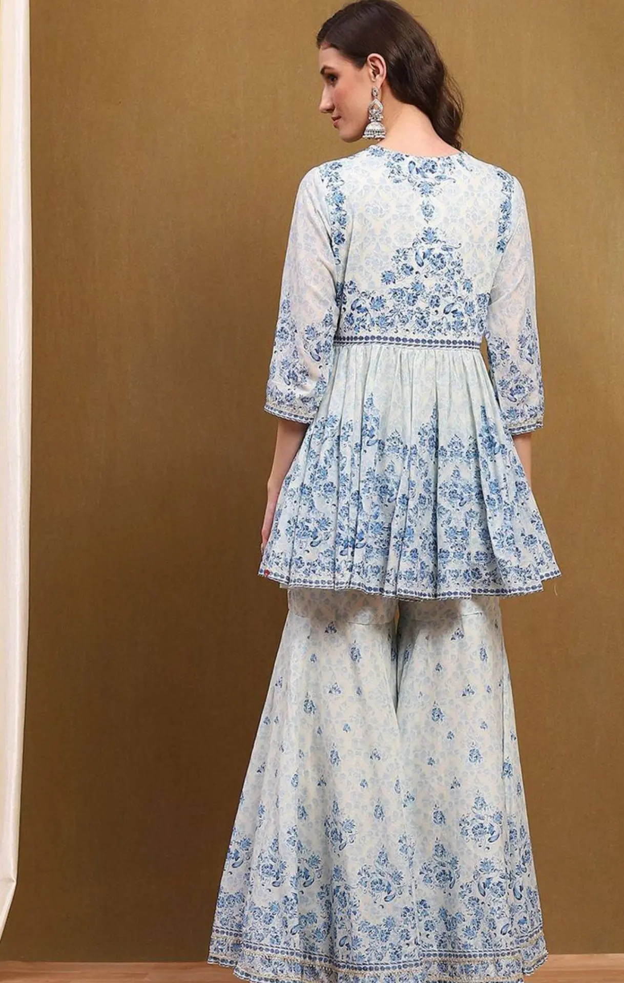 Azure Grace Printed Peplum Kurta Set