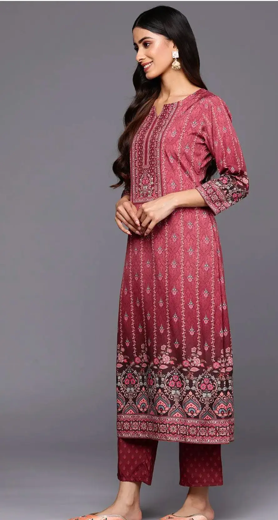 Mahira Maroon Ethnic Printed Suit Set