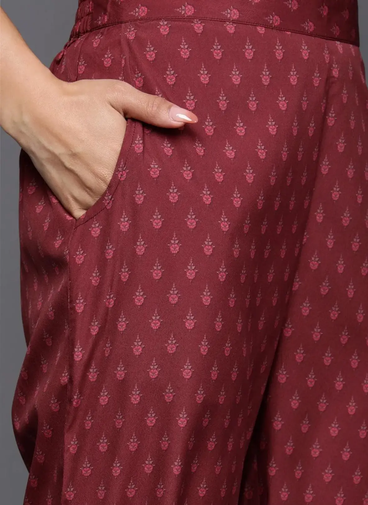 Mahira Maroon Ethnic Printed Suit Set