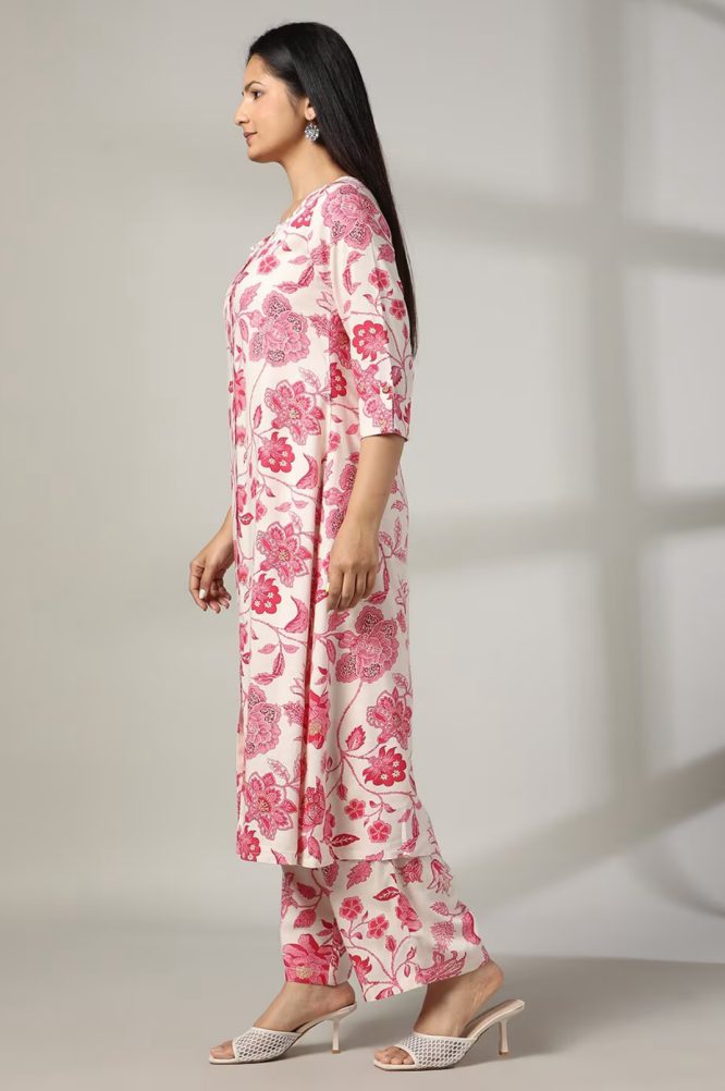 Gulzar Ivory & Rose Floral Co-ord Set