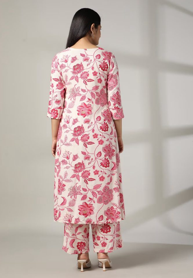Gulzar Ivory & Rose Floral Co-ord Set