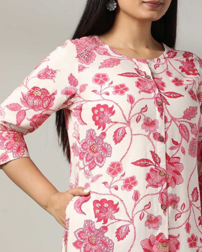 Gulzar Ivory & Rose Floral Co-ord Set